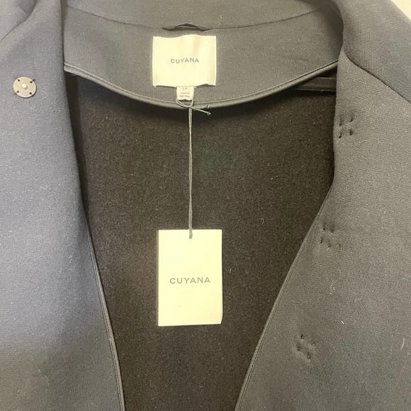 Cuyana Fleece High-Low Jacket with Patch Leather Pockets Black Size Large - Picture 8 of 9